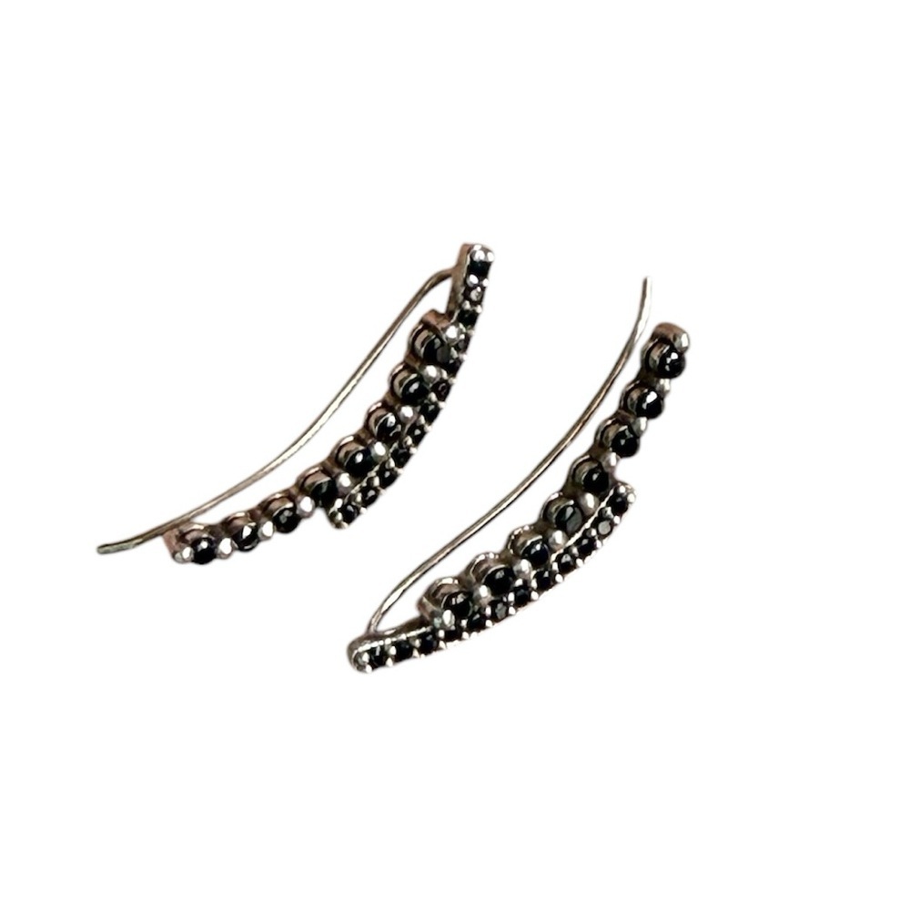 Earrings: Black Spinel & Silver